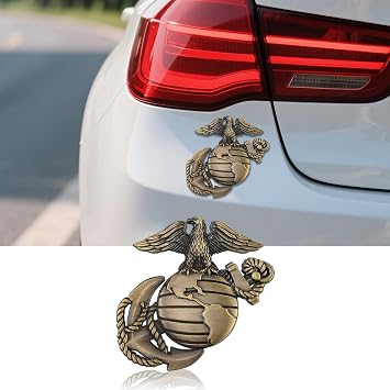 JSCARLIFE Eagle Globe Anchor 3D Metal Emblem - Zinc Alloy Car Badge Bumper Decal | Weatherproof 3.2"x3.1" Military Insignia for Auto/Truck, Veteran Gift (Bronzes)