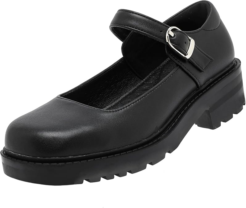 DADAWEN Women's Chunky Platform Mary Janes Shoes Buckle Strap Lolita Dress Pumps