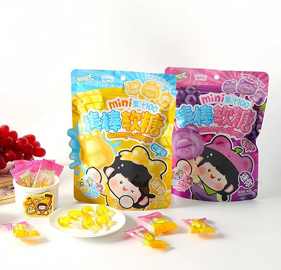 Grape mango flavored juice lollipop soft candy high value online celebrity children's fruit candy snack 80g*2
