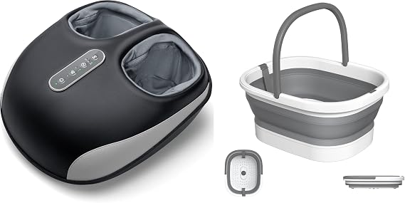 Nekteck Foot Massager Machine and Collapsible Foot Bath Basin