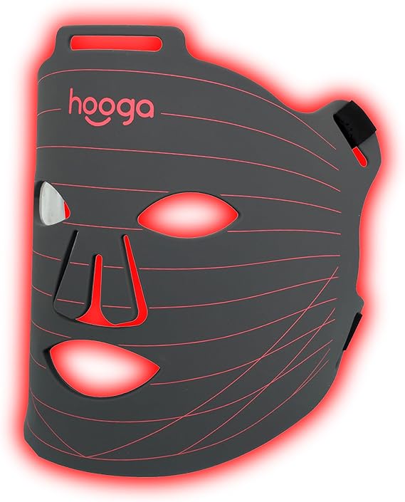 Hooga Red Light Therapy Mask LED Face Mask, 630nm 660nm Red & 850nm Near Infrared Light Therapy, Tri Chip LEDs, Rechargeable, Adjustable Comfortable Face Mask