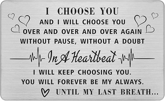 DEGASKEN Valentines Day Card for Him Husband, I Choose You Wallet Card, Groom Gifts from Bride On Wedding Day, Love Gifts for Men, Anniversary Card for Men