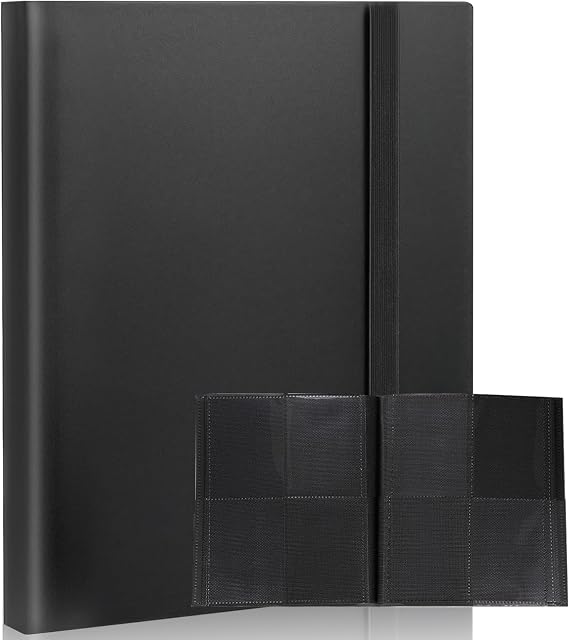 Trading Cards 4 Pocket, 160 Cards, Card Album Fit for TCG Baseball Football Sports Card, Easy to Insert Card Collection Binders 20 Side-Loading Pages, (4 Pockets Black)