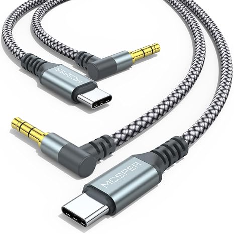 USB C to 3.5mm Audio Aux Jack Cable 2-Pack,3.3FT 90 Degree Right USB Type C to Male Adapter Dongle Cable Cord Car Headphone Compatible with iPhone 16/15 Pro Max Samsung Galaxy S24 S23 S22,iPad Pro