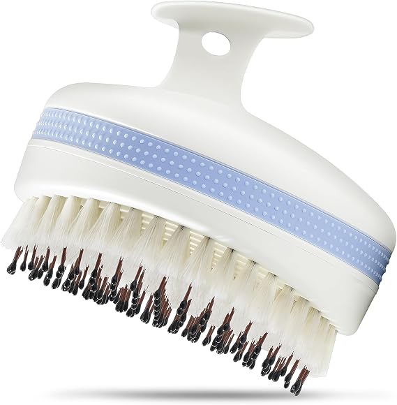 Scalp Massager with Double-Layer Bristles,Anti-Slip Rich-Lathering Hair Washing Shampoo Brush,Curved Scalp Scrubber with Better Head Fit for Dandruff Removal,Wet&Dry Use Scalp Stimulator.