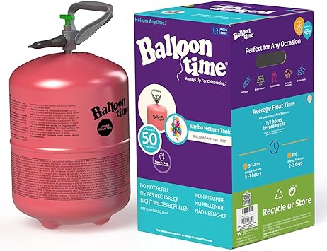 Amscan 9920539 - Balloon Inflating 100% Helium Gas Canister Compact Cylinder - Will Fill up to 50 9" Latex Balloons