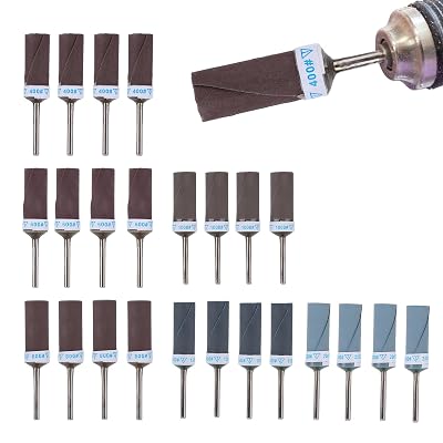 24pcs Sanding Drums for Dremel Rotary Tool, 400-2000 Grit Sanding Bits Kit with Mandrels for Wood Metal Plastic Jade Stone Polishing Grinding
