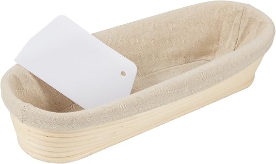 ANPHSIN 13" Banneton Bread Proofing Basket | Sourdough Basket Loaf Brotform, Oval Dough Rising Bowl with Liner for Homemade Bread Making, Baking Supplies Gifts