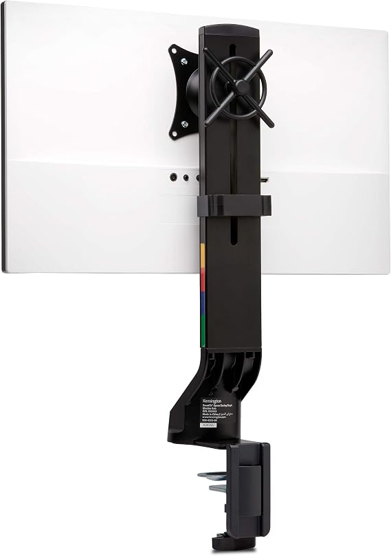 Kensington Single Monitor Desk Mount, C-clamp Vesa Stand Fits up to 32 inch Ultrawide Samsung LG , Low Profile Vertical Mount, Height Adjustable Free Standing Arm,K55512WW Black
