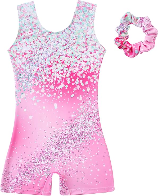 TUONROAD Gymnastics Leotards for Girls with Hairband Dance Unitards Gradient Color Sleeveless Leotards Athletic Ballet Dancewear for 3-8 Years