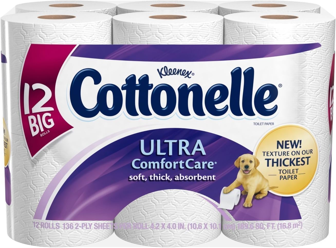 Cottonelle Ultra Comfort Care Toilet Paper, Big Roll, 12 Rolls, Packs of 4 48 Rolls