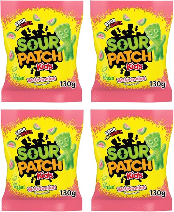 Sour Patch Kids Watermelon Sweets 4 Pack Bundle - x4 130g Sharing Bags