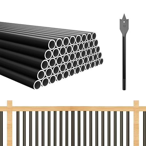 50 Pack 26" Aluminum Deck Balusters Round Black Deck Railing Stair Porch Staircase Spindles 3/4" Diameter Balusters Outdoor