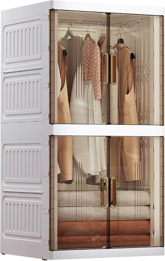 SunSettler Foldable Plastic Wardrobe with Wheels & Magnetic Doors