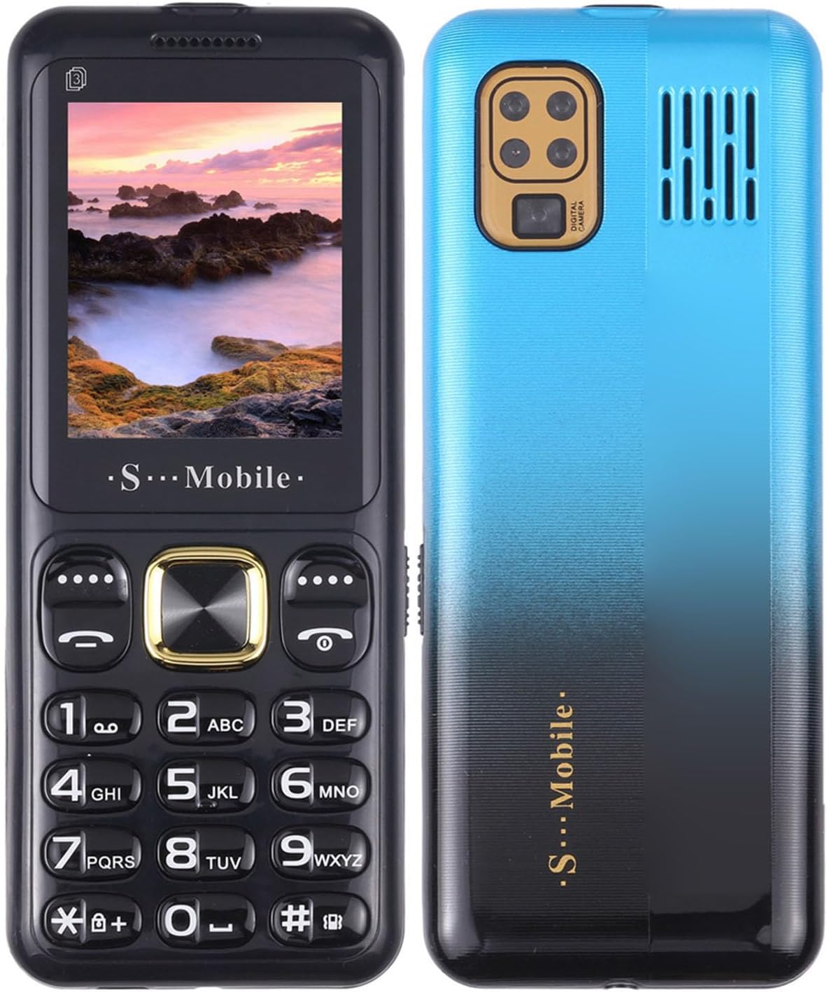 100V‑240V W23 Ultra Thin 2G Mobile Phone, Large Button Volume Senior Unlocked Cell Phone 3 Card 3 Standby Support MP4, MP3 Playback FunctionBlue