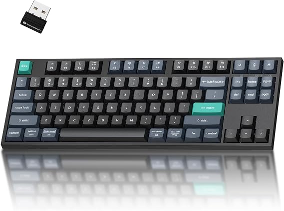Keychron B33 2.4 GHz Wireless Bluetooth Keyboard Silent Typing 80% TKL Layout Launcher Support Ergonomic Angle Compatible for Mac Windows Linux-Deep Black