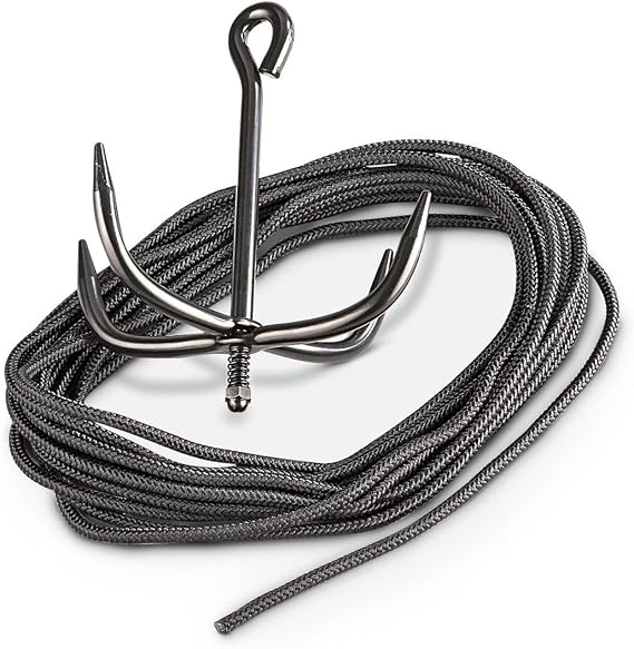 FP03400 Folding Grappling Hook with Black Cord, Midnight Black