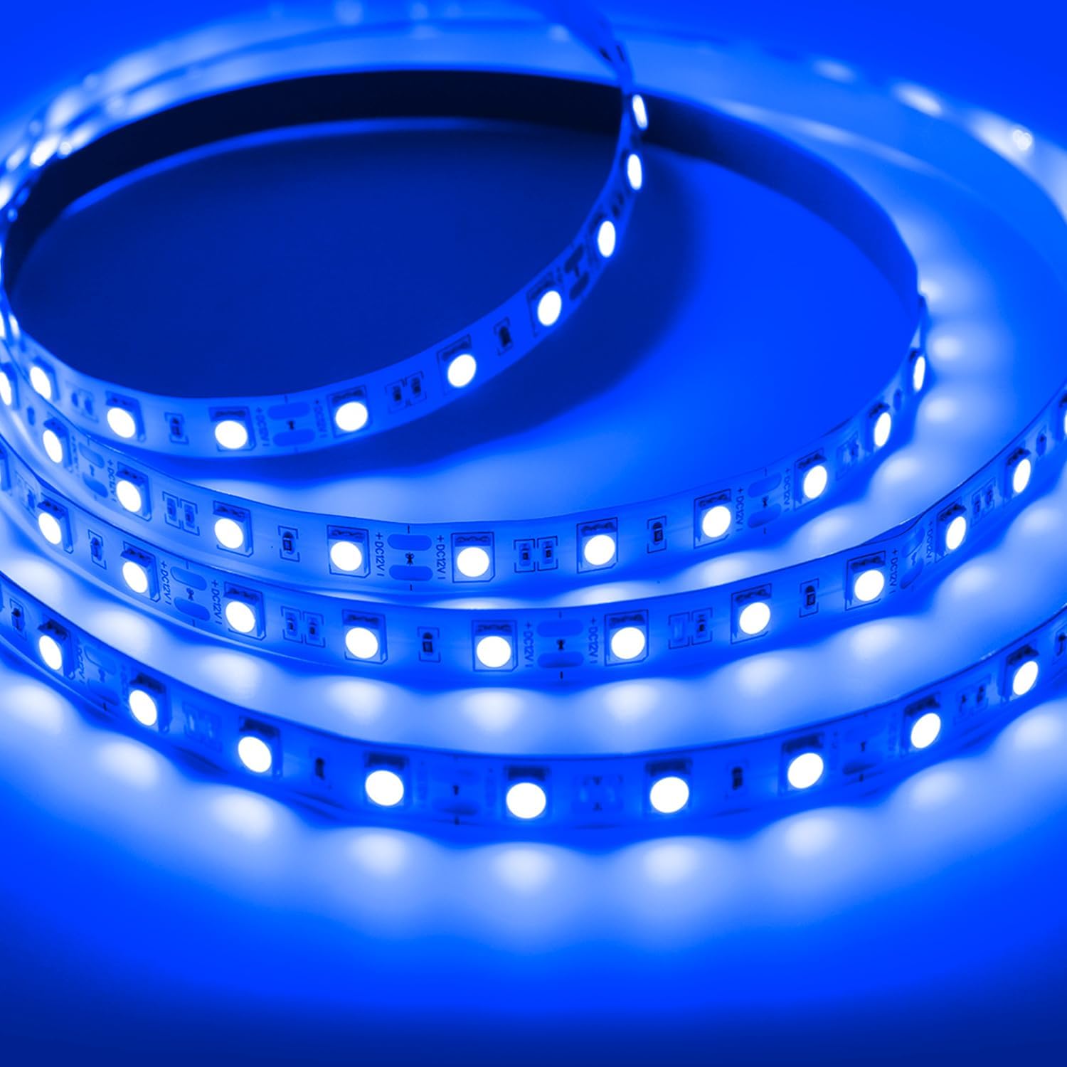 iNextStation 5M Blue LED Strip Light, 12V SMD5050 Outdoor Waterproof Tape Light, 300LEDs High Bright LED Cuttable Lights for Bedroom TV Backlight Gaming Room Monitor Campervan Ambient Decor (No Plug) [Energy Class E]
