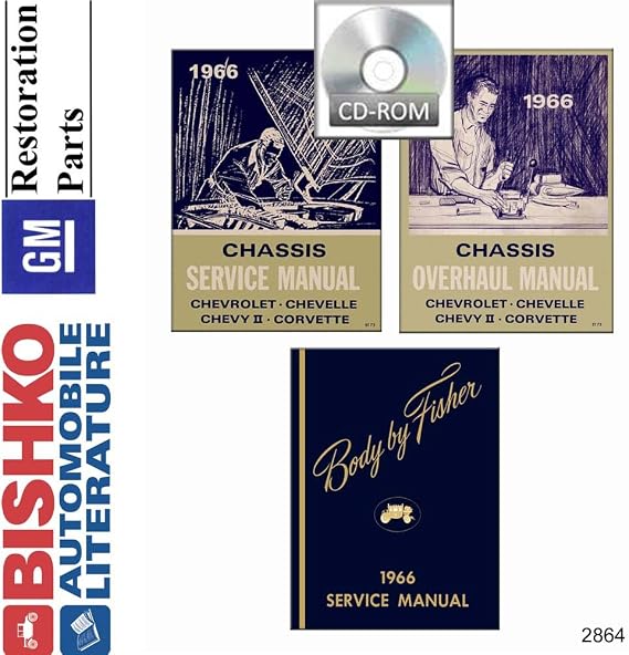 bishko automotive literature 1966 Chevrolet Shop & Body Service Repair Manual CD Engine Drivetrain Electrical