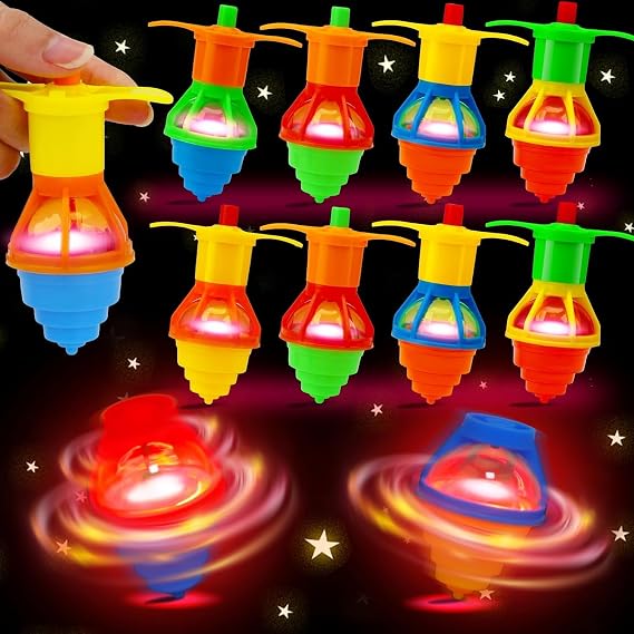 24PCS Light Up Spinning Tops Glow Birthday Party Favors for Kids 4-8 8-12 | Goodie Bag Stuffer Classroom Treasure Box Toys Carnival Prize Fidget Bulk Pinata Trinkets Back to School Gifts for Students