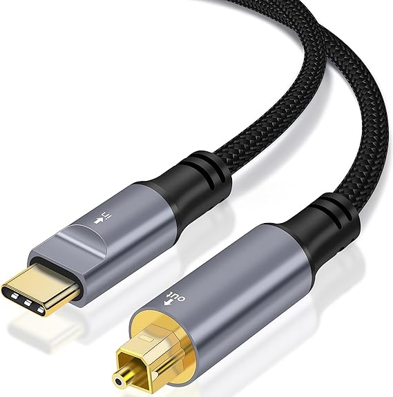 USB C to Toslink Optical Audio Cable, 4ft Unidirectional USB C to SPDIF Port Male Digital Optical Stereo Audio Cord for Smartphones, Tablets, Laptops, TV/Sound Bars, Sony PS5, Speakers, Home Theater