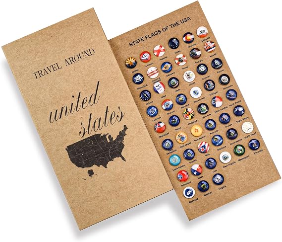 Pins for Cork Board, 51 pcs US State Flags Decorative Push Map Pins, for Marking Travel or School Home Office