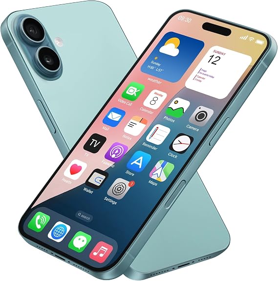 Dummy Fake Phone Model, Looks Like The RealPhone Compatible withPhone 16 Pro Max, for Cellphone Store Display or Send a ToyPhone for Kids (16,Teal, The Screen is Printed with Patterns)