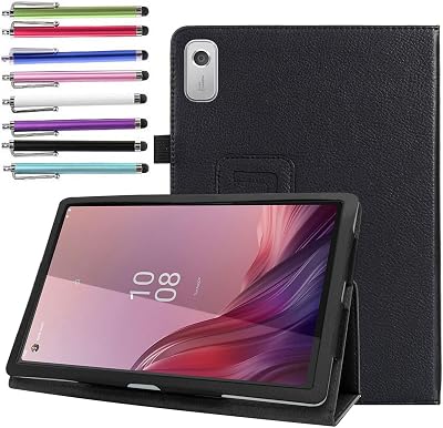 Case for Nook 9 Lenovo Tablet 2024  Lenovo Tab M9 TB-310FU - Lightweight Folio Stand Cover PU Leather Case for Lenovo Tab M9 9 Inch Display 20242023  1 Random Stylus Black