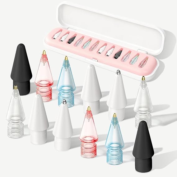 12 Pack Replacement Tips for Apple Pencil, Needle IpadPencil Nibs with Case, No Wear Out Pencil Tip for Apple Pencil 2nd Gen/1st Gen/USB C/Pencil Pro, IPad Pro Pencil Sets (Pink)