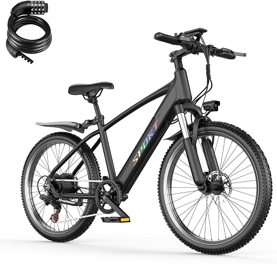 Electric Bike for Adults, 1500W Peak E-Bike with 7-Speed, Electric Mountain Bike with 48V 12Ah Removable Battery, Up to 65 Miles 25MPH, 26" Electric Bicycle for Commute, Front Fork Suspension