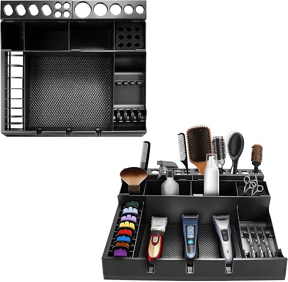 Barber Station Organizer, Barber Clipper Tray Organizer Storage Salon Grooming Station Hairstylist Organizer Clipper Guard Organizer Holder, Detachable Barber Tools Organizer Barber Accessories