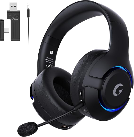 syndesmos Wireless PS5 Headset, 2.4GHz Gaming Headset for PS5, PC, Switch, Bluetooth 5.3 Headphones with Noise Canceling Mic, 7.1 Surround Sound, Low-Latency, 45H Battery, Black