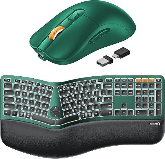 ProtoArc EK01 Plus Ergonomic Keyboard & EM15 Bluetooth Wireless Mouse