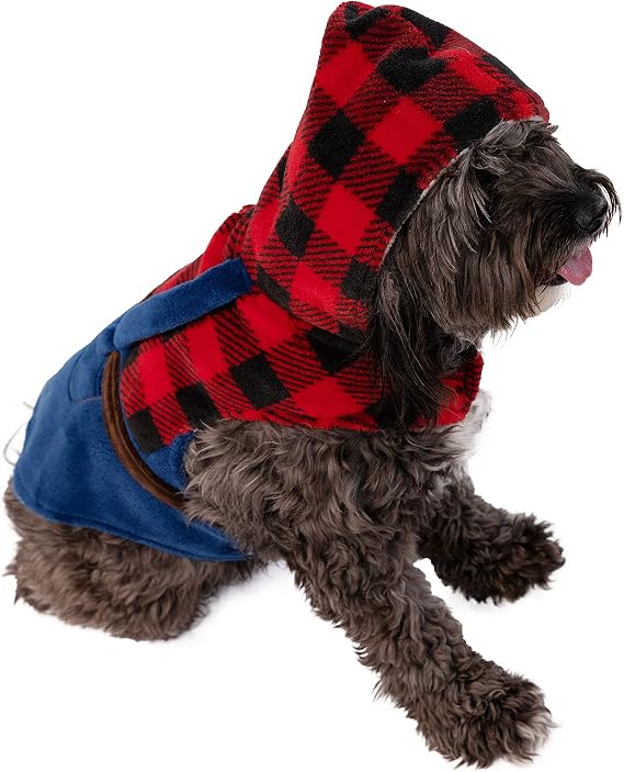 Lazy One Lumberjack Dog Costume, Warm Fleece, Easy-to-Fasten Dog Halloween Costume, Red, X-Small