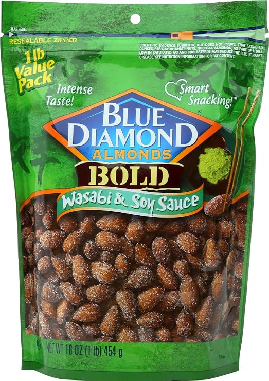 Blue Diamond Bold Almonds, Wasabi & Soy Sauce 16 oz (Pack of 2)