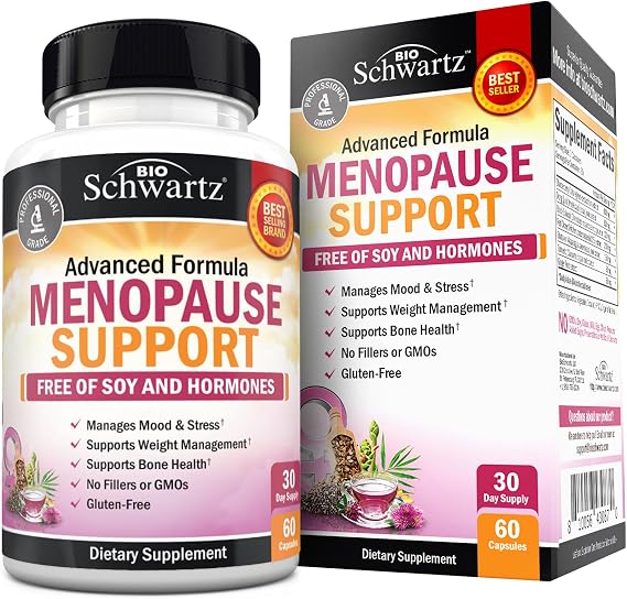 Herbal Menopause Support for Women - Supports Healthy Mood and Balance with Milk Thistle Chasteberry Black Cohosh Red Clover Turmeric Ginger - Menopause Supplements for Women - 60 Veggie Capsules