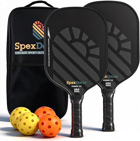 Pickleball Paddles Set of 2, USAPA Approved Lightweight Fiberglass Pickleball Paddles,Pickleball Indoor Outdoor Game for Adults Family Friends, Pickleball Gift for Men Women