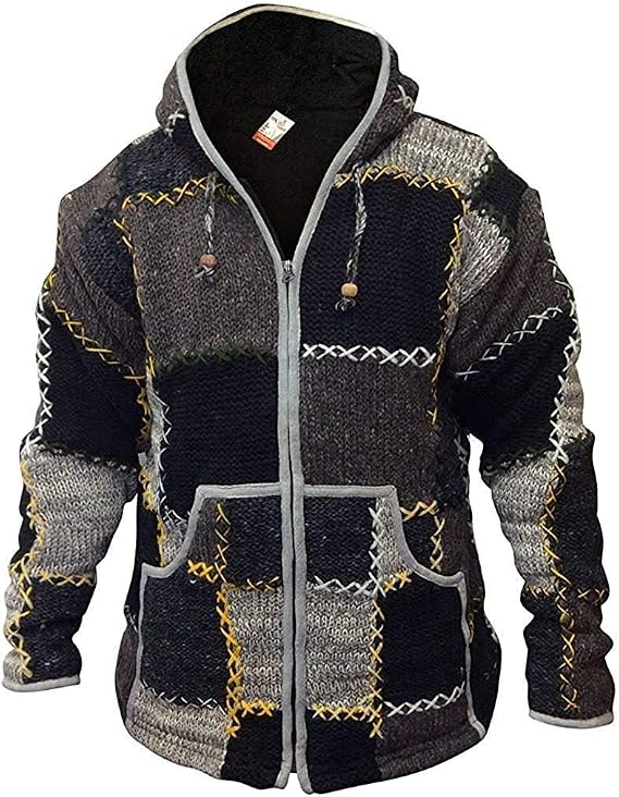 Shopoholic Fashion Mens Wool Patchwork Superwarm Jacket