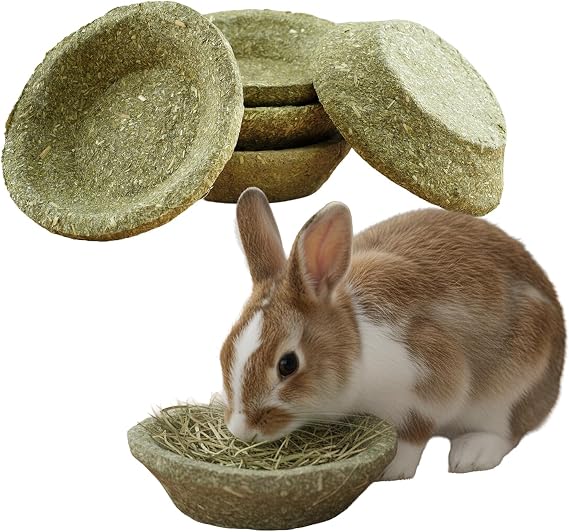 6 Pack Furry Timothy Hay Chewing Bowl for Guinea Pig & Bunnies,Guinea Pig Toys, Bunny Toys