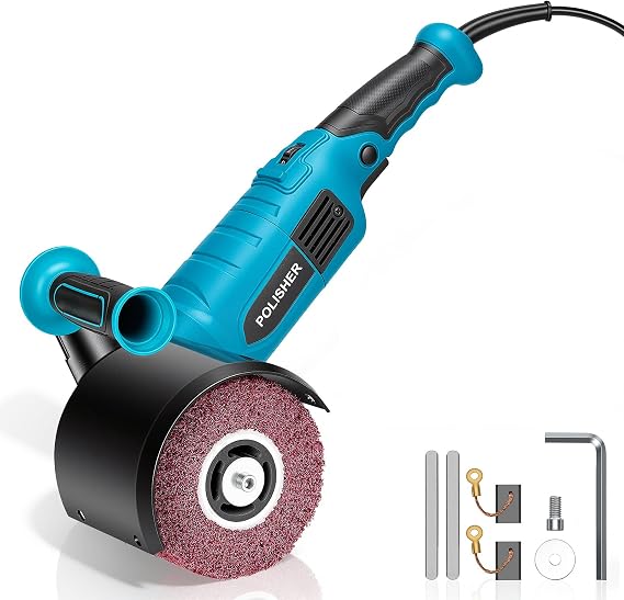 1800W Handheld Electric Drum Sander, 8 Variable Speed Burnishing Polishing Machine, 3200RPM Electric Sander for Metal Stainless Steel Wood Polishing with Lock Switch, Auxiliary Handle, UK Plug