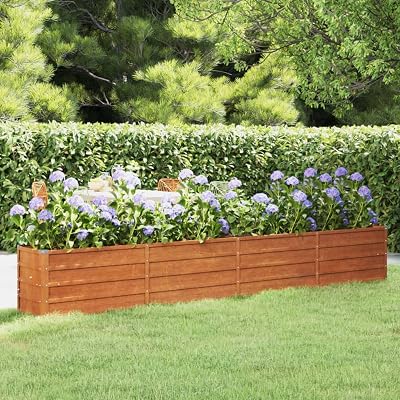 Corten Steel Garden Raised Bed Durable Welded Wire for Retaining Wall and Fence Panels Galvanized Landscape Grid - 126 x 15.7 x 17.7 in