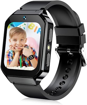 Smart Watch for Kids 3-12 Years Boys Girls, 26 Puzzle Games, Smartwatch with Camera, Pedometer, Stopwatch, Video Voice Music Player Calendar Alarm Clock Learn Card for Children Gifts Black
