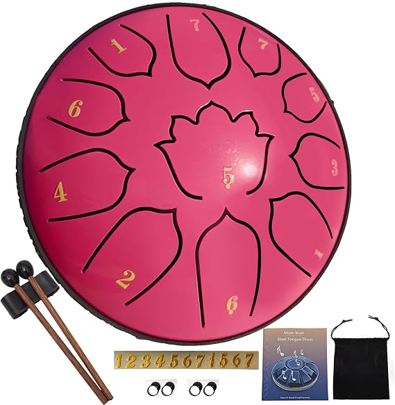Steel Tongue Drum 11 Notes 6 Inches, Rain Drum for Outside with Bag, Music Book, Mallets, Finger Picks, Stickers Meditation & Yoga Steel Drum