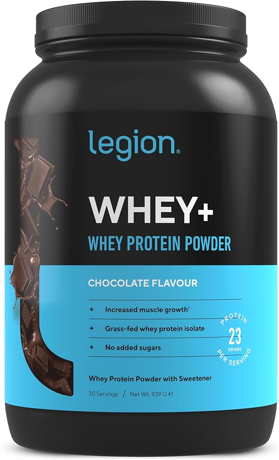 LEGION Whey+ Whey Isolate Protein Powder from Grass Fed Cows - Non-GMO, Lactose Free, Sugar Free, Natural Whey Protein Isolate, 30 Servings (Chocolate)
