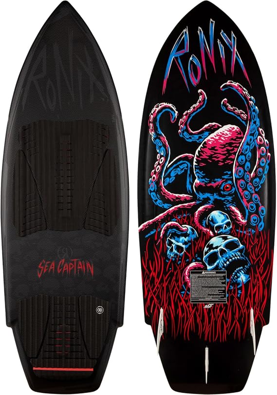 RONIX Sea Captain Tuff Tech Wakesurf Board | Durable Responsive Hybrid Deck with Button Fin System, Thruster Shape, EVA Traction Pads & Fiberglass Fins