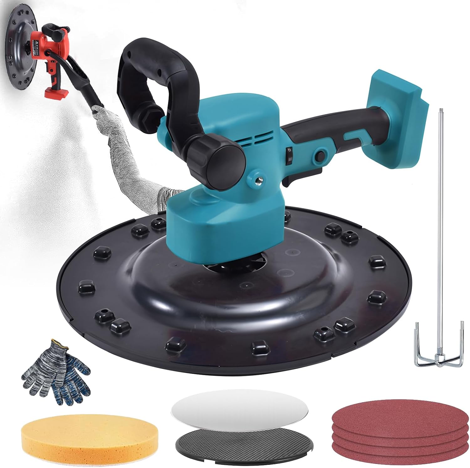 Electric Wall Smoothing Machine, Cordless Wall Mortar Finishing Machine, Electric Trowel for Smoothing and Polishing Walls, 6 Variable Speeds with Switch Battery Not Included