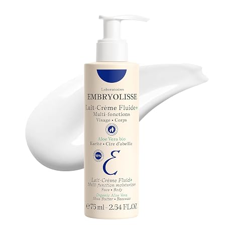 Embryolisse Lait-Creme Fluid+ Face & Body Cream, Multi-Use Lightweight Moisturizer with Shea Butter & Aloe Vera. Fast Absorbing, For All Skin Types