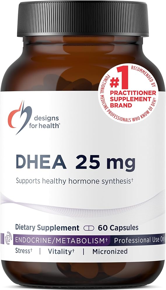 Designs for Health DHEA 25mg - DHEA Supplement for Men + Women - Supplement to Help Support Healthy Aging, Muscle Integrity, Energy + Hormonal Synthesis - Non-GMO (60 Capsules)