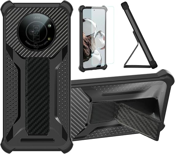 bojioderf Case Compatible for Sharp Leica Leitz Phone 1 5g Phone Case Cover [with Tempered Glass Screen Protector] Hybrid Case [Folding Support Magnetic] [Frosted Anti-Fingerprint] Black