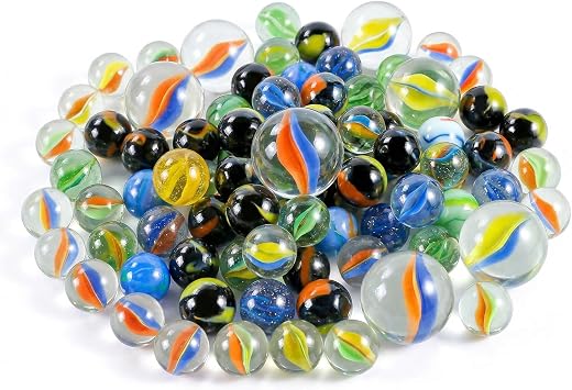POPLAY 121 PCS Glass Marbles Set, for DIY Crafts & Home Decor with Gift Box for Marble Run, Classroom Activities & Party Favors